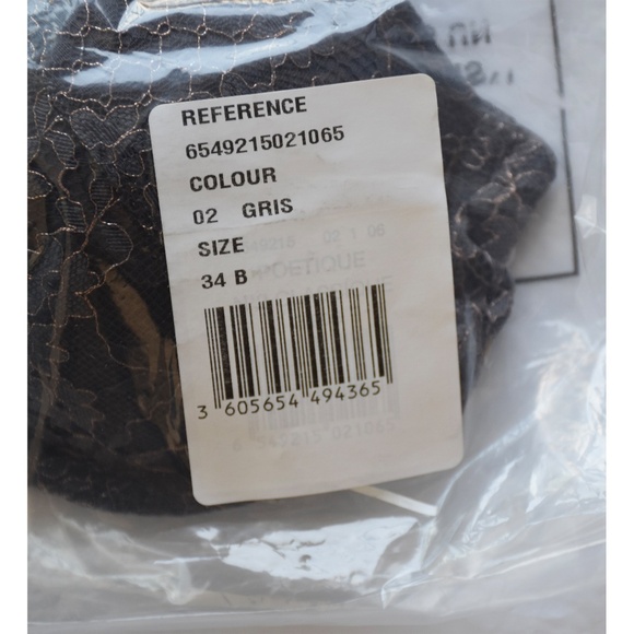 ETAM NWT POETIQUE METALLIC GREY UNDERWIRE PLUNGE PUSH-UP BRA. SIZE 34B - Picture 11 of 11